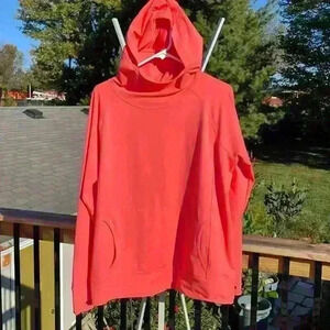 Lands End women’s active wear large pullover with cowl neck hooded pouch pocket